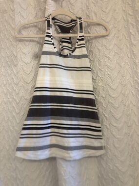 Striped Racerback Tank Top in Black and White